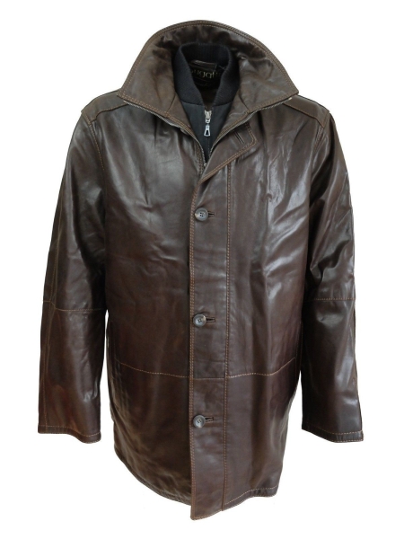 Bugatti Long Lederjacke CANADIAN in dunkelbraun mit separater Weste