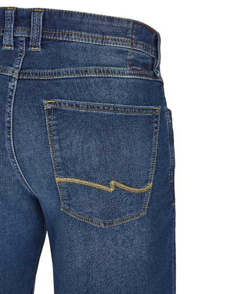 Hattric Jeans Bermuda Stretch mittelblau Denim mit Saumumschlag