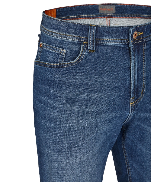 Hattric Jeans Bermuda Stretch mittelblau Denim mit Saumumschlag