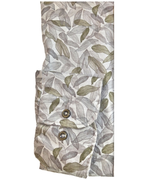 eterna Premium 1863 Modern Fit Langarmhemd grau oliv Print Blätter -  Hochwertige Herrenmode führender Marken zu fairen