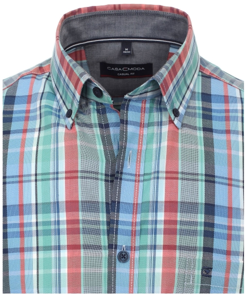 Casa Moda Casual Fit Kurzarmhemd Karo in blau rot grün