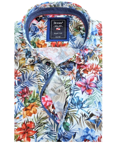 Armas Comfort Fit Kurzarmhemd weiss multicolor Floralprint