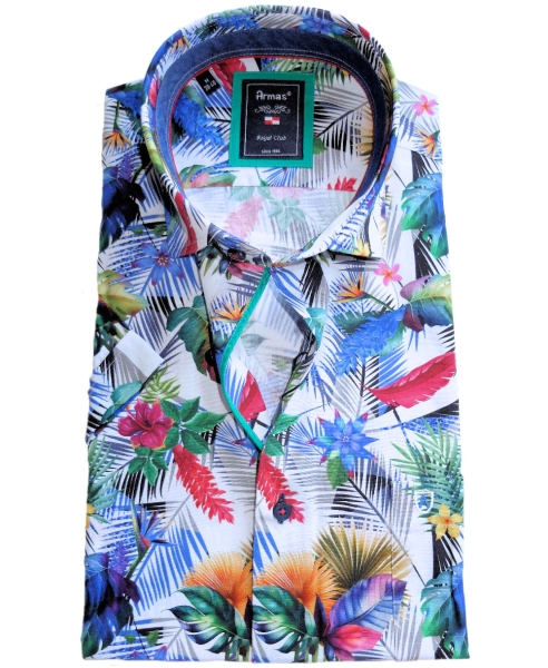 Armas Comfort Fit Kurzarmhemd weiss multicolor Floralprint