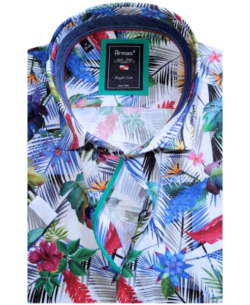 Armas Comfort Fit Kurzarmhemd weiss multicolor Floralprint