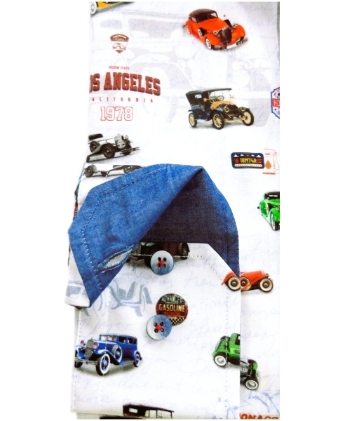 Armas Langarmhemd Comfort Fit weiss multicolor Print Oldtimer Autos