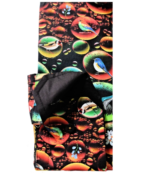 Armas Langarmhemd Comfort Fit schwarz multicolor Print Vögel
