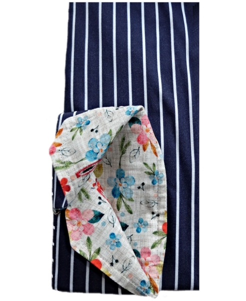 Armas Langarmhemd Comfort Fit blau weiss Streifen Floralpatches