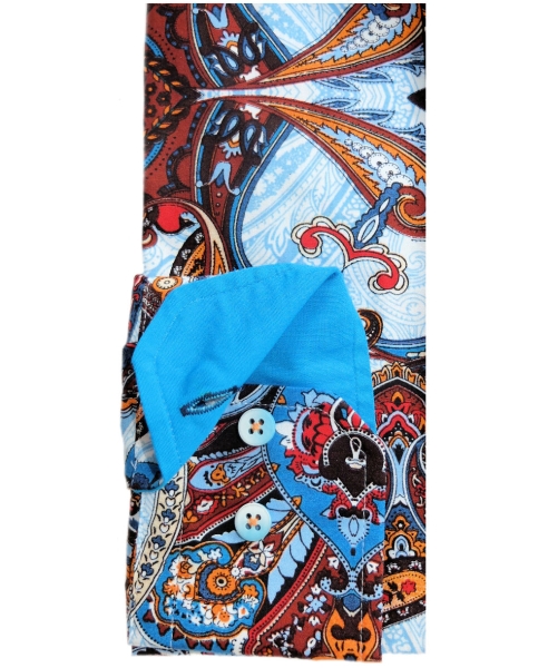 Armas Langarmhemd Comfort Fit blau multicolor Print Paisleys