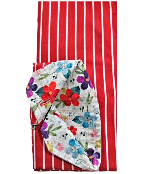 Armas Langarmhemd Comfort Fit rot weiss Streifen Floralpatches