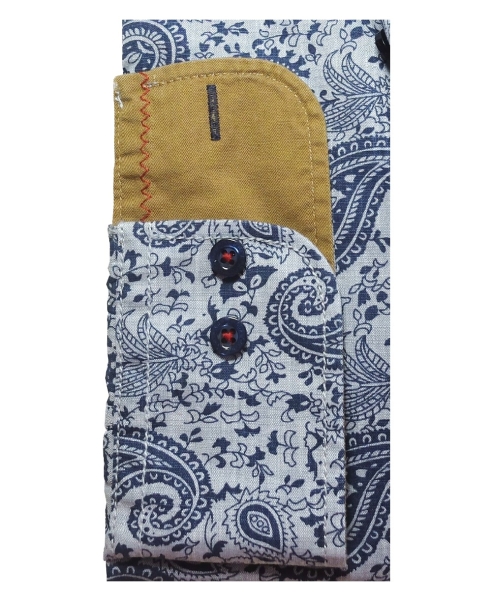 Casa Moda Casual Fit Freizeithemd Langarm in blau mit Paisleys