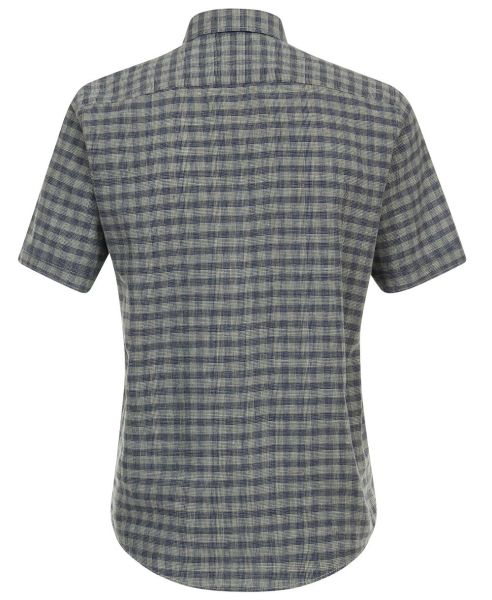 Casa Moda Casual Fit Kurzarmhemd Shorter Style Leinenedition grün blau Karo