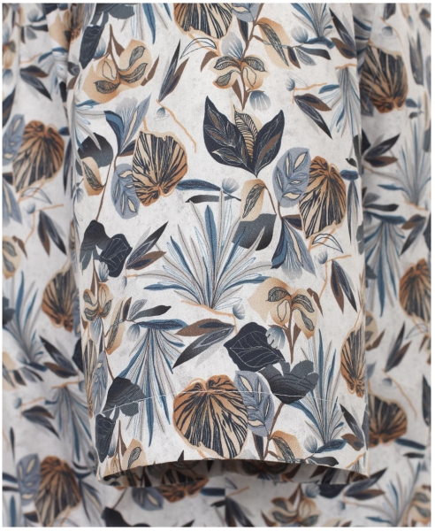 Casa Moda Premium Comfort Fit Kurzarmhemd blau multicolor Floralprint