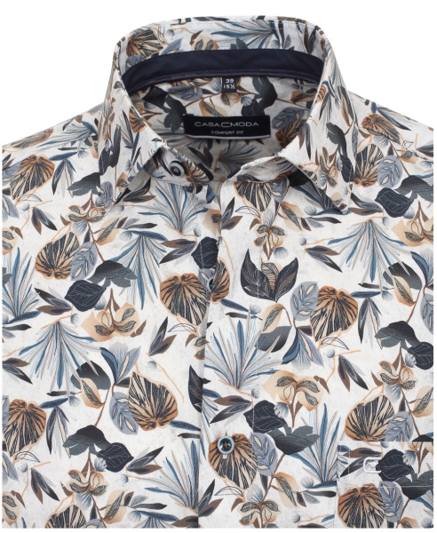 Casa Moda Premium Comfort Fit Kurzarmhemd blau multicolor Floralprint