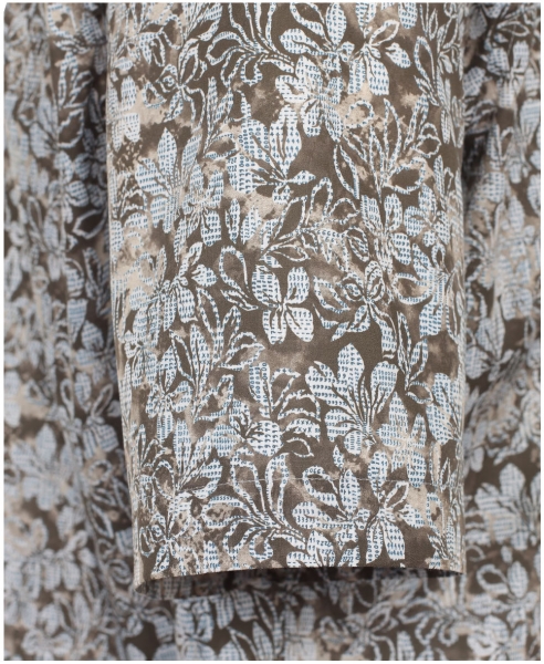 Casa Moda Premium Comfort Fit Kurzarmhemd braun blau Floralprint