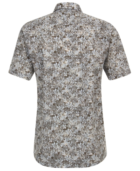 Casa Moda Premium Comfort Fit Kurzarmhemd braun blau Floralprint