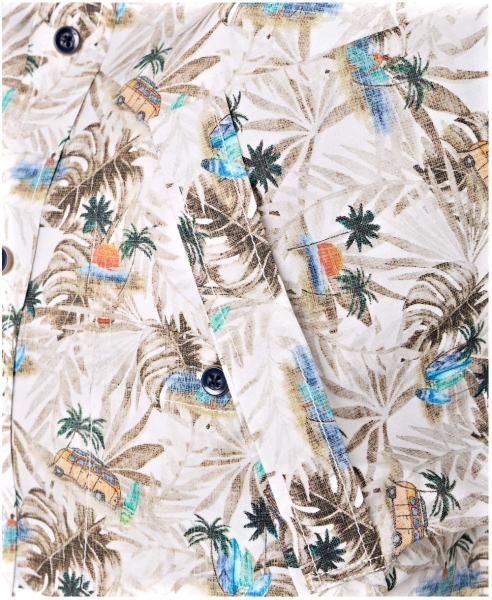 Casa Moda Kurzarmhemd beige multicolor Palmen Print Shorter Style