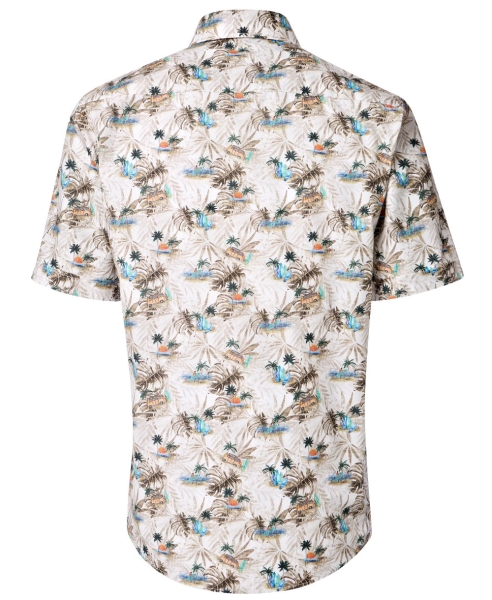 Casa Moda Kurzarmhemd beige multicolor Palmen Print Shorter Style