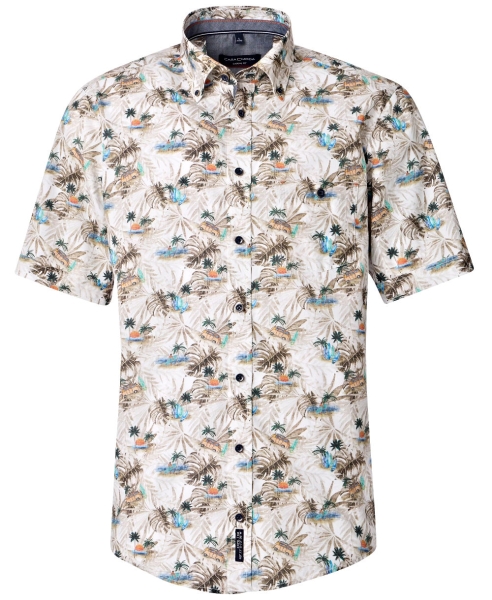 Casa Moda Kurzarmhemd beige multicolor Palmen Print Shorter Style