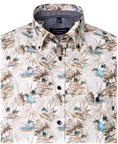 Casa Moda Kurzarmhemd beige multicolor Palmen Print Shorter Style