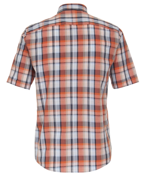Casa Moda Casual Fit Kurzarmhemd Shorter Style orange blau Karo