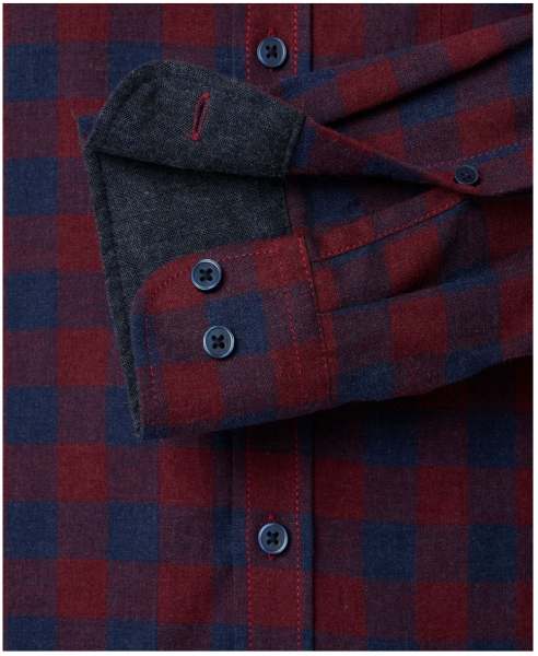 Casa Moda Langarm in weinrot blau Karo Cashmere Feeling