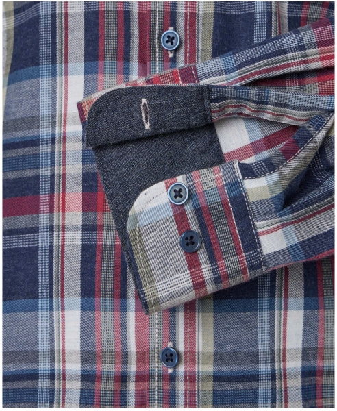 Casa Moda Langarm Flanell in blau multicolor Blockkaro Cashmere Feeling