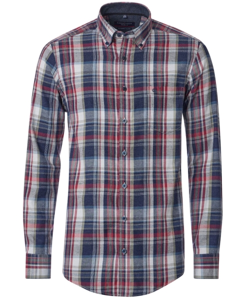 Casa Moda Langarm Flanell in blau multicolor Blockkaro Cashmere Feeling