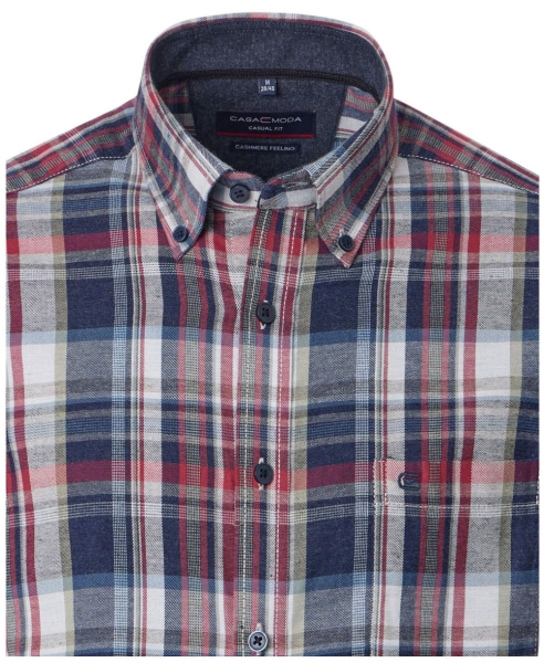 Casa Moda Langarm Flanell in blau multicolor Blockkaro Cashmere Feeling