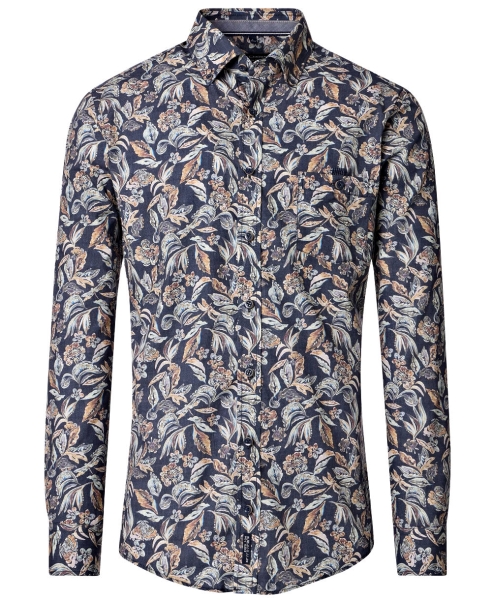Casa Moda Casual Fit Langarmhemd blau multicolor Print Floral