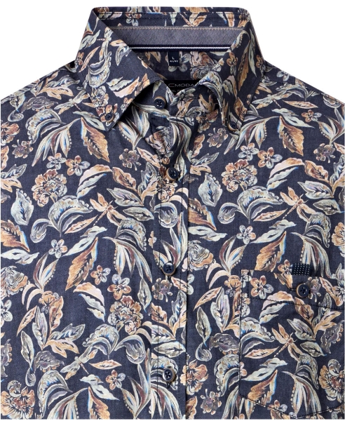 Casa Moda Casual Fit Langarmhemd blau multicolor Print Floral