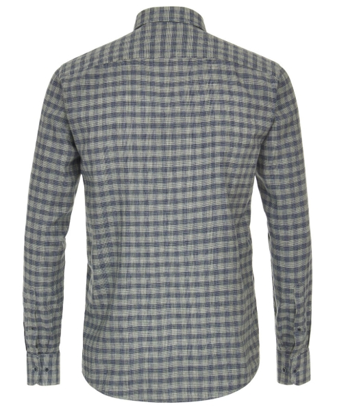 Casa Moda Casual Fit Langarmhemd Shorter Style Leinenedition grün blau Karo