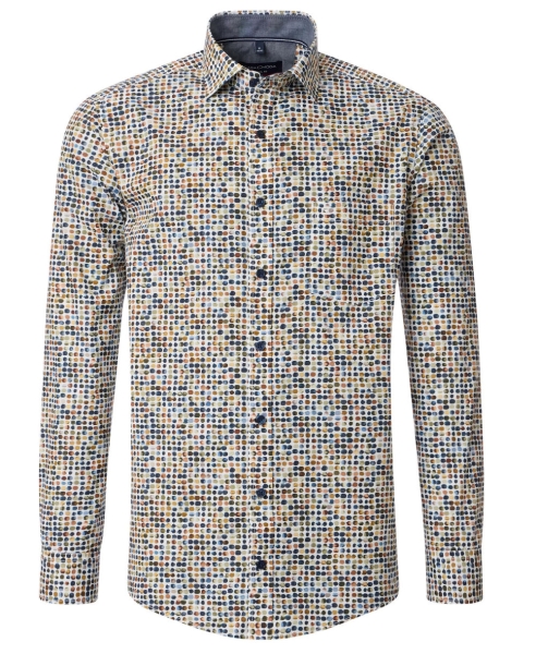 Casa Moda Casual Fit Langarmhemd beige multicolor Print Tupfen ÄL 72cm