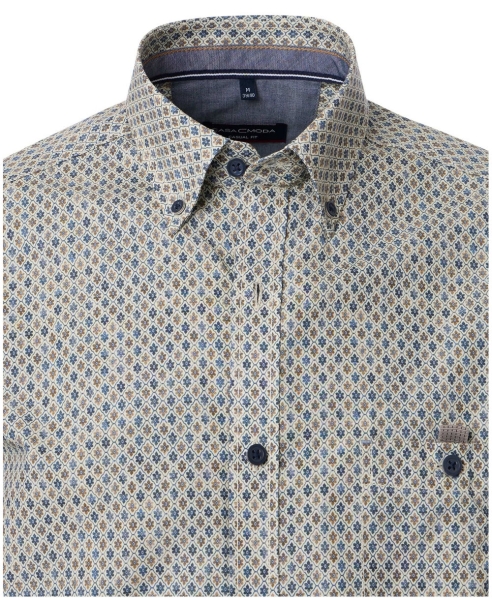 Casa Moda Casual Fit Langarmhemd beige braun blau Miniprint ÄL 72cm