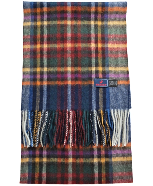 Hemley Schal Wolle Kaschmir in dunkelblau multicolor englisch Karo 30x196 cm