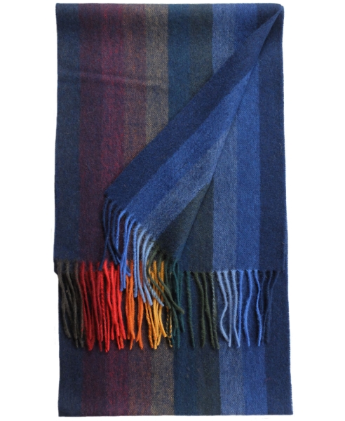 Hemley Schal Wolle in blau multicolor Streifen 30x196 cm