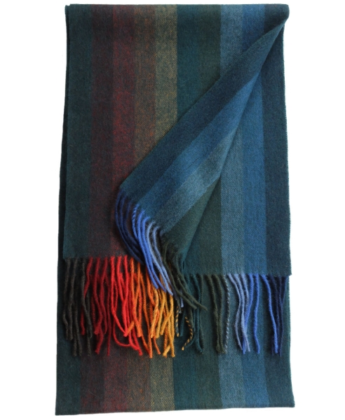 Hemley Schal Wolle in grün multicolor Streifen 30x196 cm