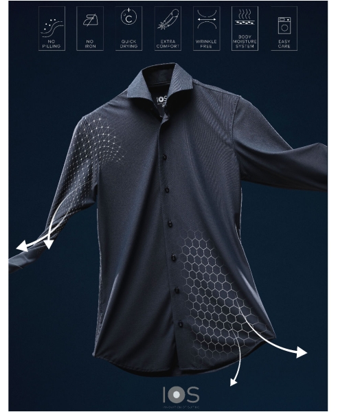 IOS Langarm Shirt Slim Fit Jersey superstretch weiss Haikragen