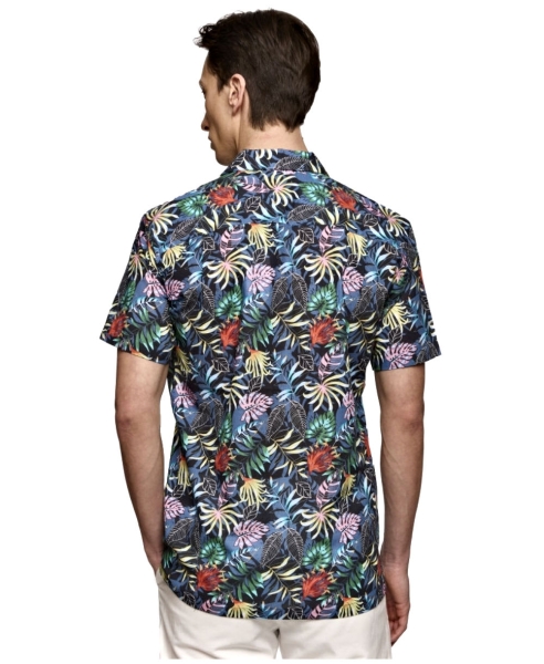 Impulso Kurzarmhemd dunkelblau mit Print in multicolor