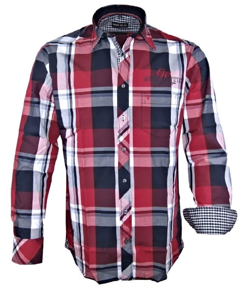 Marvelis Freizeithemd Langarm in rot marine weiss