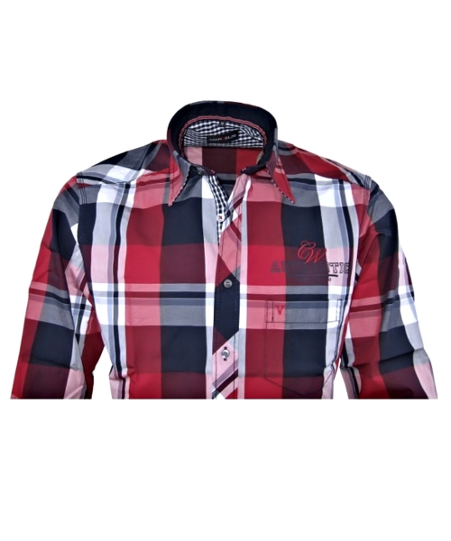 Marvelis Freizeithemd Langarm in rot marine weiss