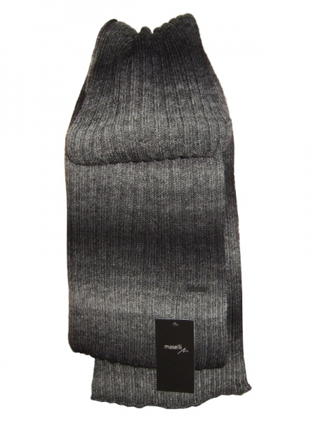 Maselli Rippstrick LONGSCHAL in schwarz grau melange