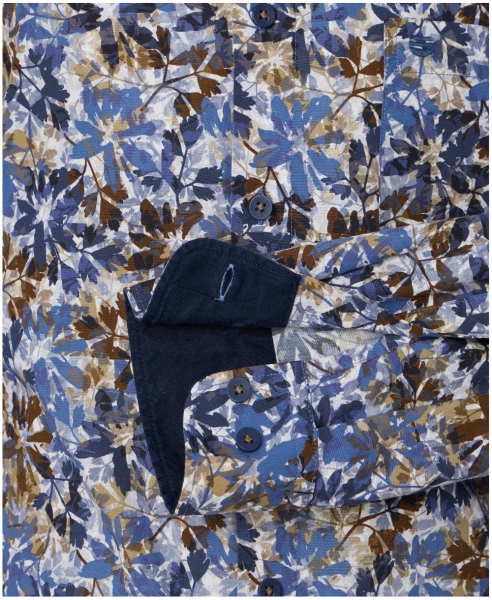 REDMOND Langarmhemd Casual Modern Fit braun multicolor Print Floral