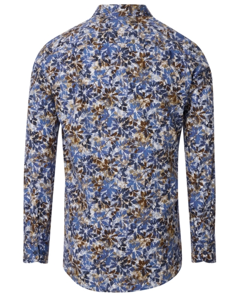 REDMOND Langarmhemd Casual Modern Fit braun multicolor Print Floral