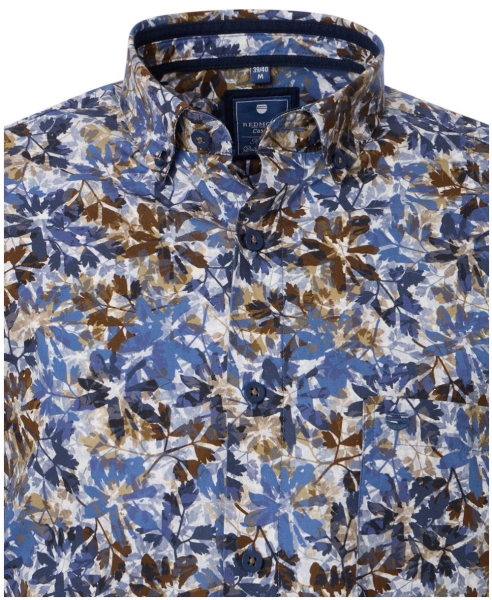 REDMOND Langarmhemd Comfort Fit braun multicolor Print Floral