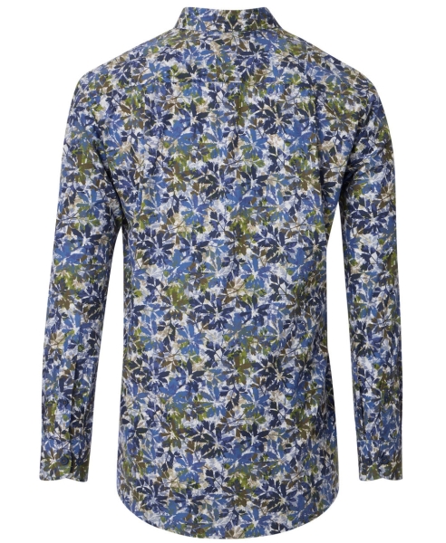 REDMOND Langarmhemd Modern Fit grün multicolor Print Floral