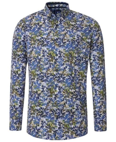 REDMOND Langarmhemd Comfort Fit grün multicolor Print Floral