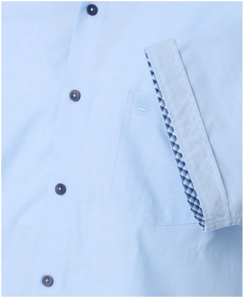 REDMOND Kurzarmhemd blau Slubgarn Struktur Casual Comfort Fit
