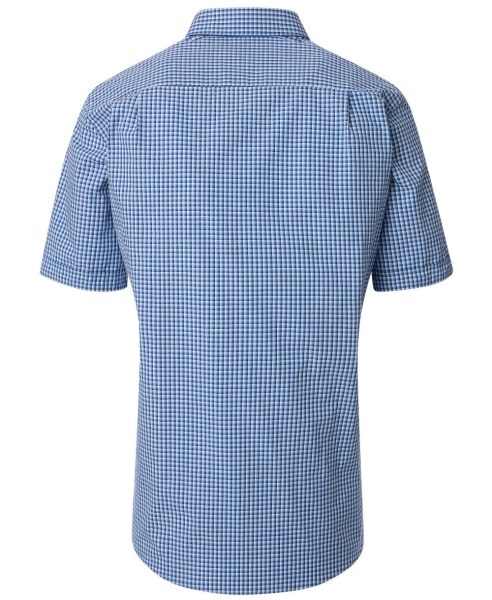 REDMOND Kurzarmhemd blau Kleinkaro Casual Comfort Fit