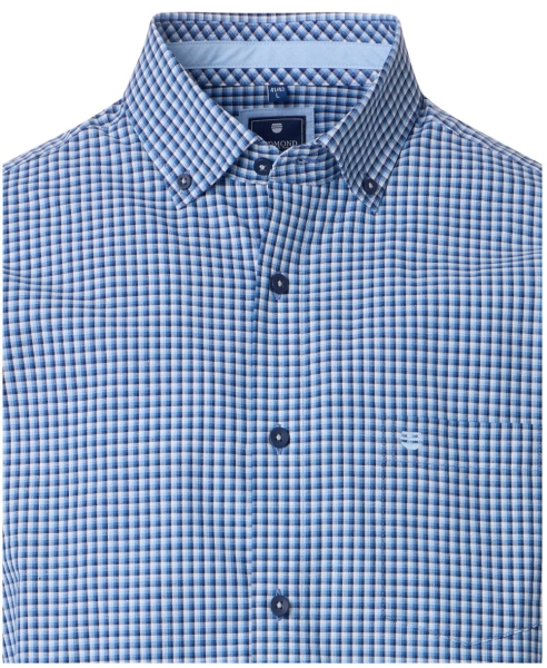 REDMOND Kurzarmhemd blau Kleinkaro Casual Comfort Fit