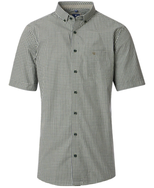 REDMOND Kurzarmhemd grün Kleinkaro Casual Comfort Fit